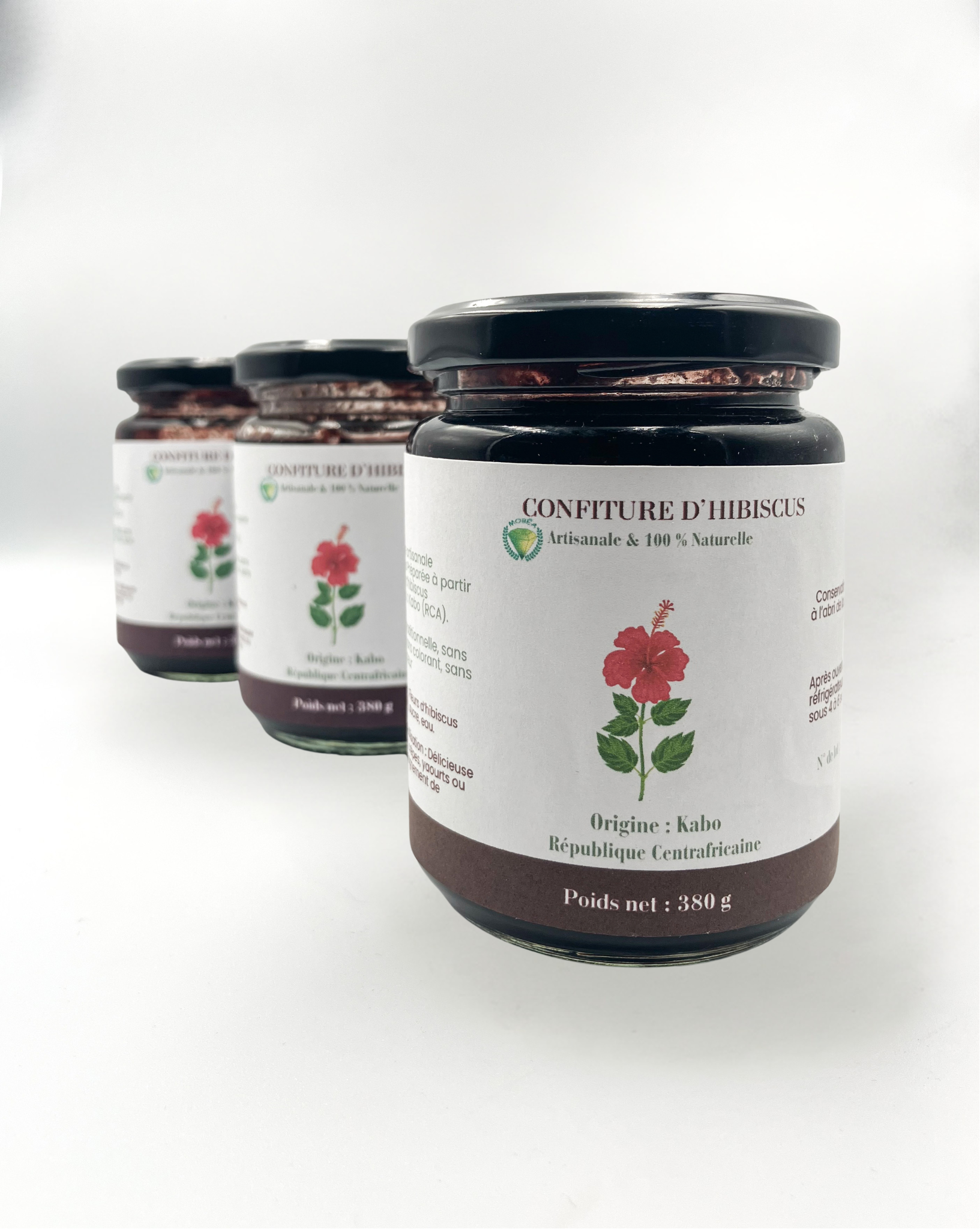 Confiture artisanale d’Hibiscus – 380 g | Fleurs de Kabo (RCA) | 100 % naturelle