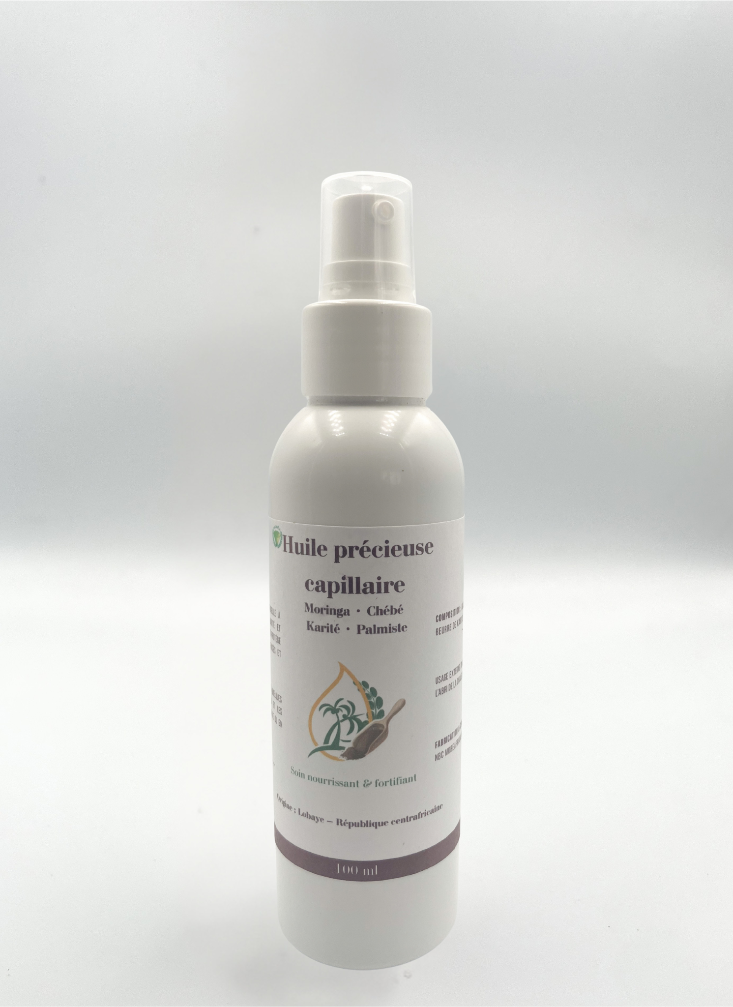 🌿 Huile précieuse capillaire – Moringa, Chébé, Karité,  Palmiste  Contenance : 100 ml – Flacon avec pulvérisateur